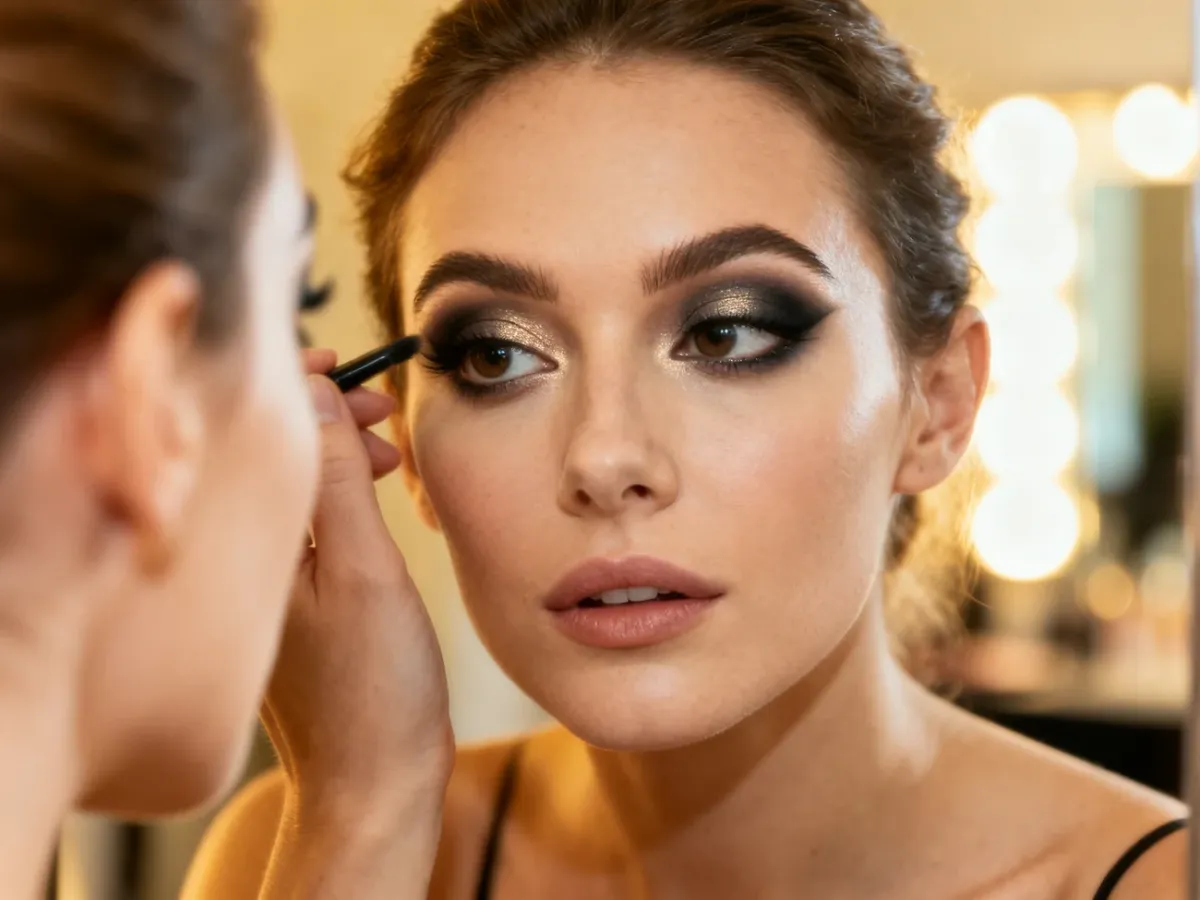 Kontrola makijażu smoky eye przy otwartych oczach