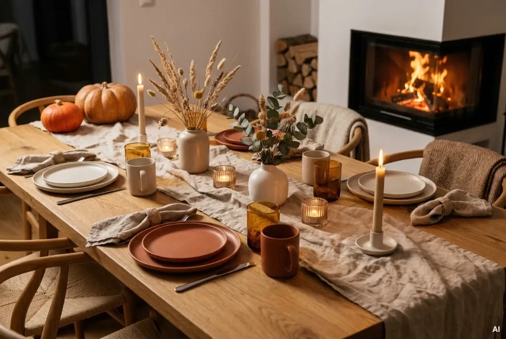 Jesienny stół w stylu hygge: jak zaaranżować jadalnię na pierwsze chłodne wieczory?