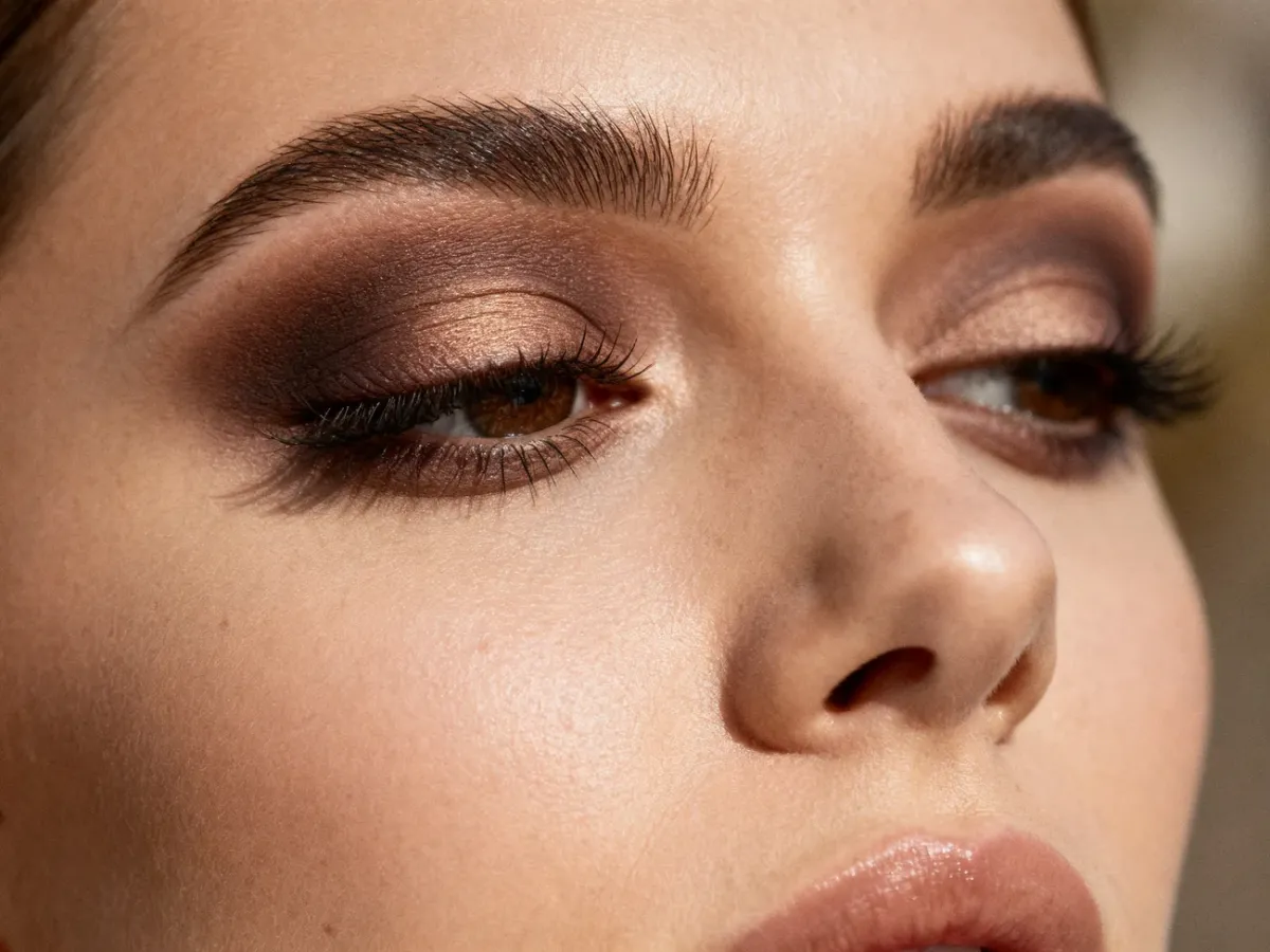 Delikatny brązowo-taupe smoky eye na oku