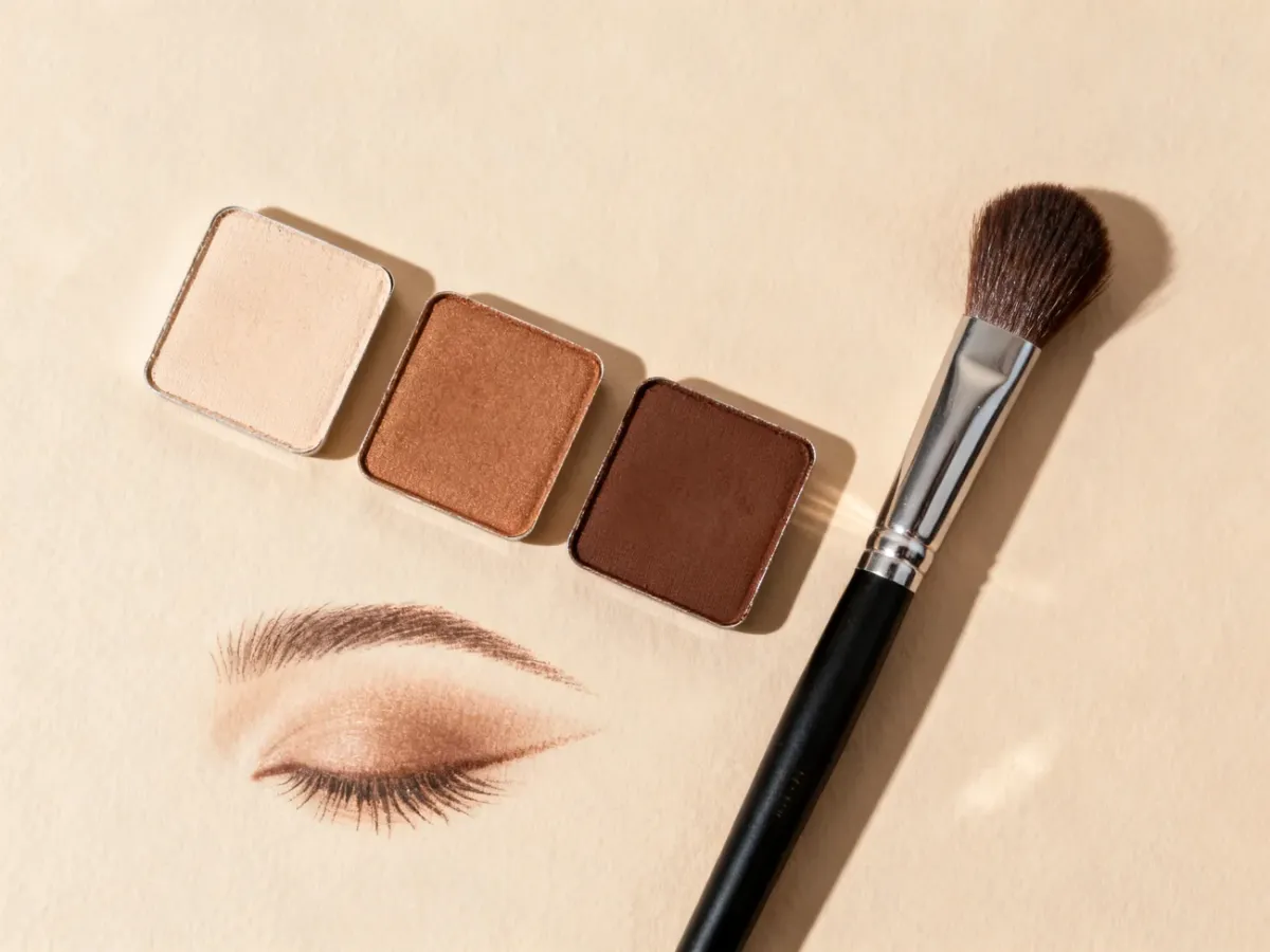 Trzy odcienie cieni do smokey eye ułożone od jasnego do najciemniejszego